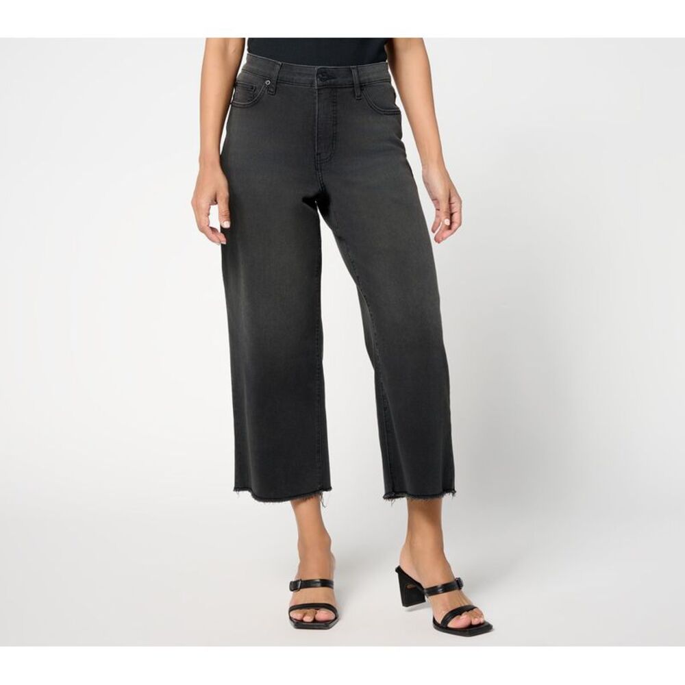Me by Jennie Garth Women's Plus Sz Pants 22 Dodge Washed Crop Jeans Black